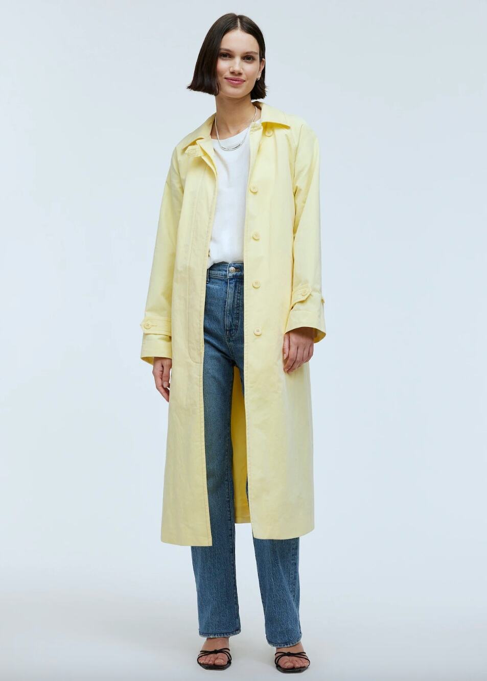 Madewell Belted Trench Coat Candlelight Yellow Mid Length Relaxed Small NWT